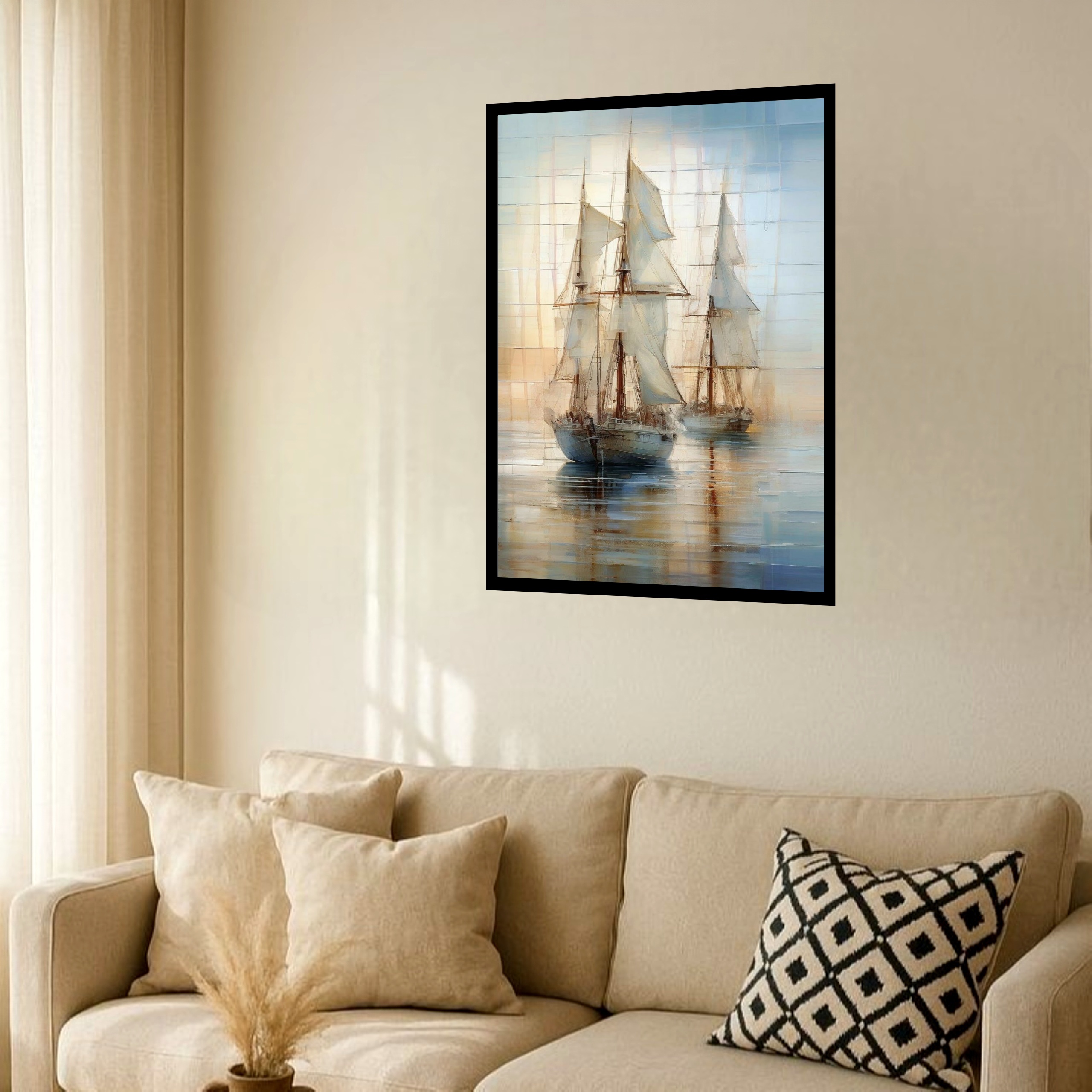 Quadro Decorativo Navios Mar Arte - 70x50 cm