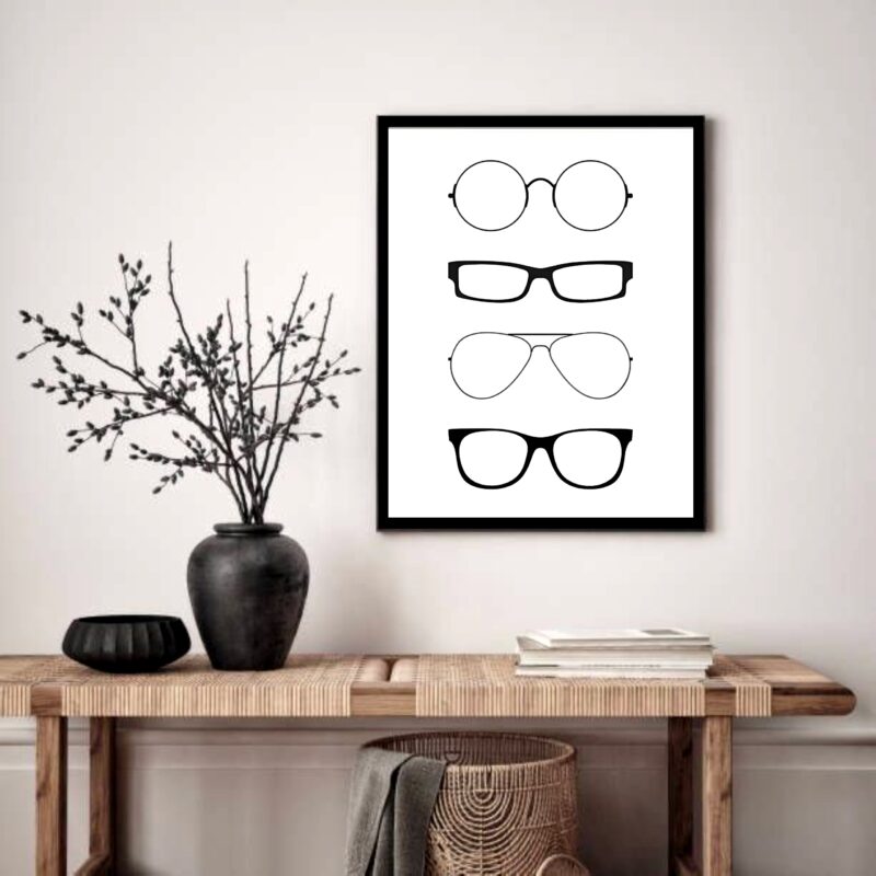 Quadro Decorativo Óculos Variados - 70x50 cm
