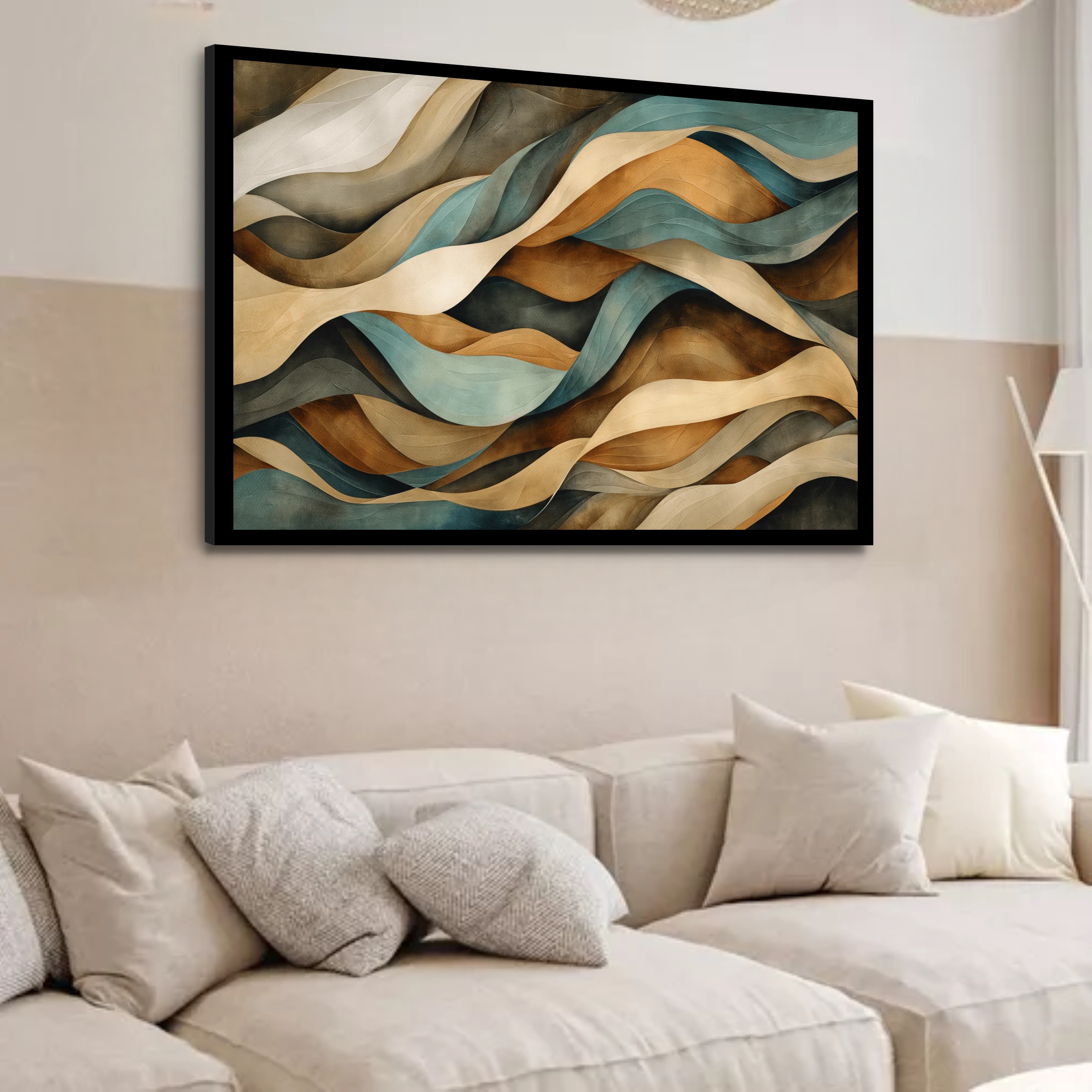 Quadro Decorativo Ondas Fita Abstrato - 50x70 cm