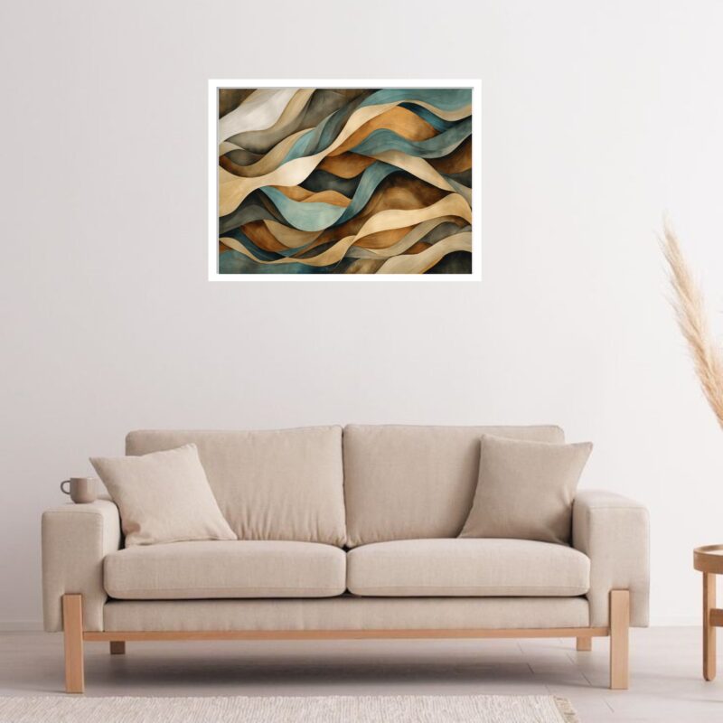 Quadro Decorativo Ondas Fita Abstrato - 50x70 cm