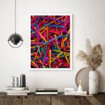 Quadro Decorativo Palitos Coloridos - 70x50 cm