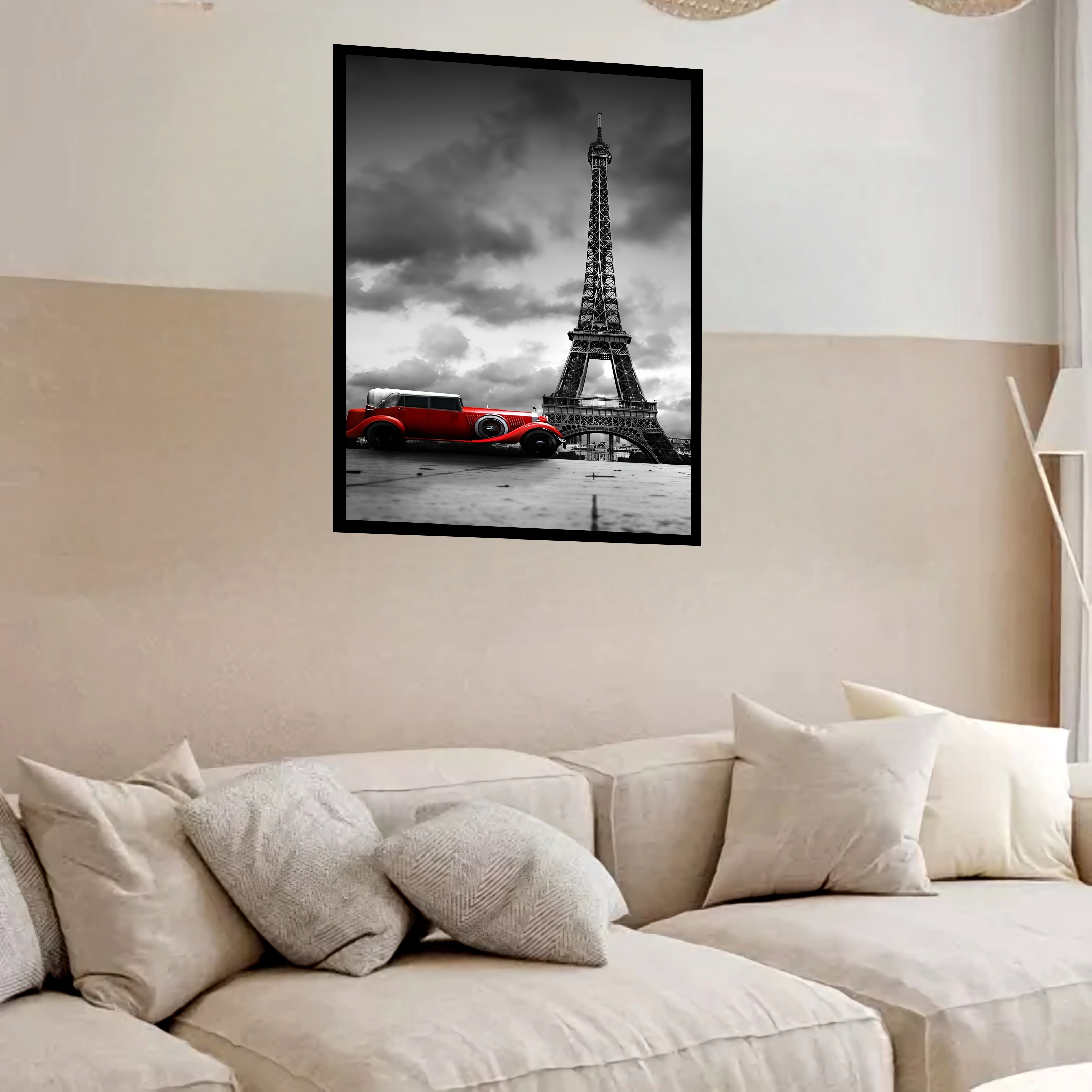 Quadro Decorativo Paris Carro Antigo - 70x50 cm
