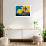 Quadro Decorativo Pássaros Flores Abstrato - 50x70 cm