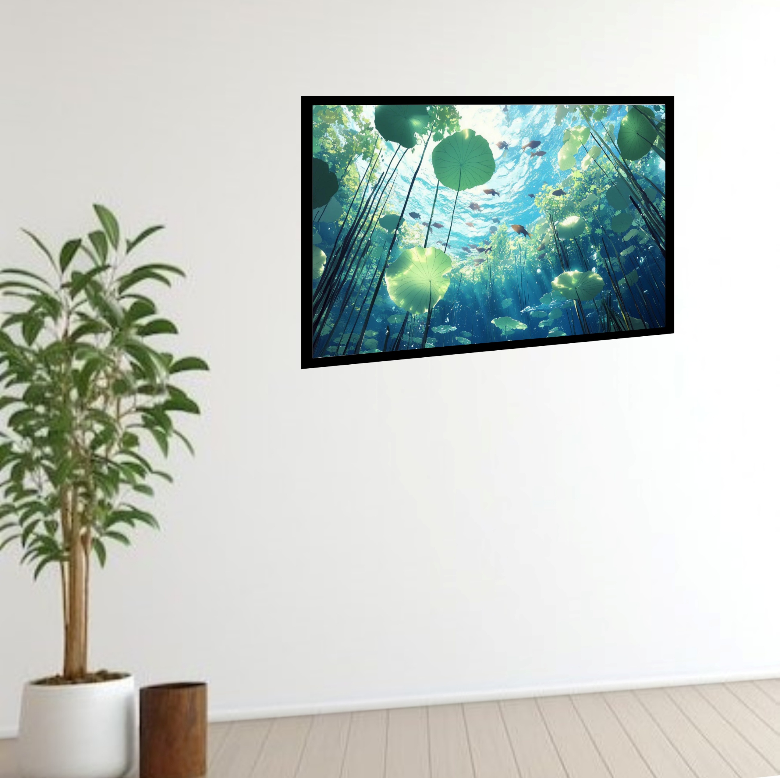 Quadro Decorativo Peixes Plantas Aquáticos - 50x70 cm