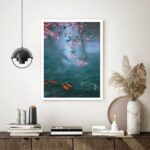 Quadro Decorativo Peixinhos Dourados Lago Cerejeira 70x50cm