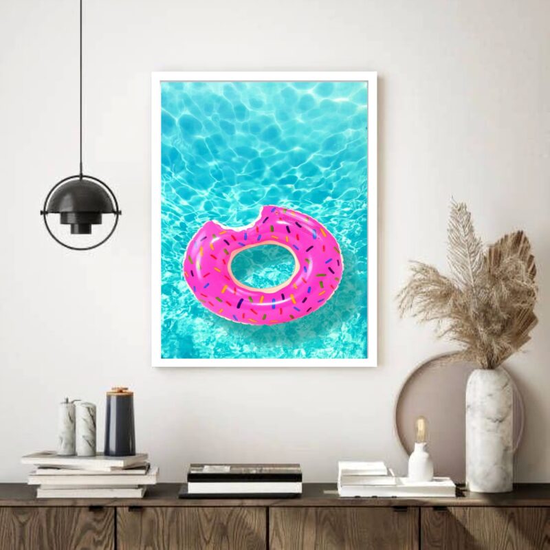 Quadro Decorativo Piscina Boia Donut - 70x50 cm