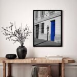 Quadro Decorativo Porta Azul P&B - 70x50 cm