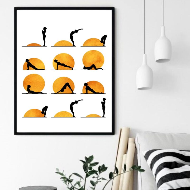 Quadro Decorativo Posições de Yoga - 70x50 cm
