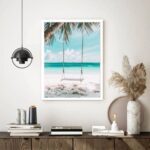 Quadro Decorativo Praia Balanço Coqueiro - 70x50 cm