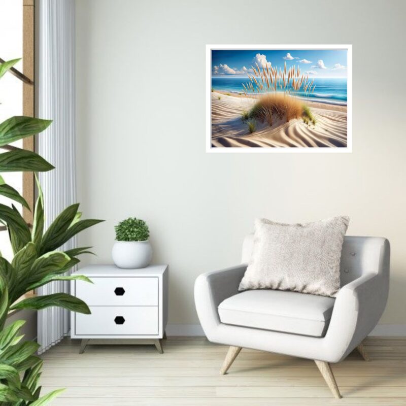 Quadro Decorativo Praia Capim Areia Fina - 50x70 cm