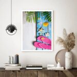 Quadro Decorativo Praia Chinelo Rosa - 70x50 cm