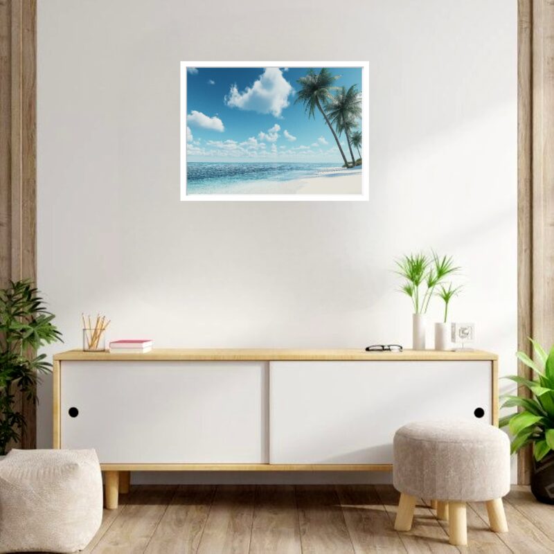 Quadro Decorativo Praia Coqueiros Céu - 50x70 cm