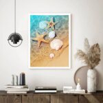 Quadro Decorativo Praia Estrelas do Mar Conchas - 70x50 cm