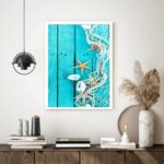 Quadro Decorativo Praia Estrelas do Mar Rede - 70x50 cm