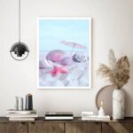 Quadro Decorativo Praia Rosada Conchas - 70x50 cm
