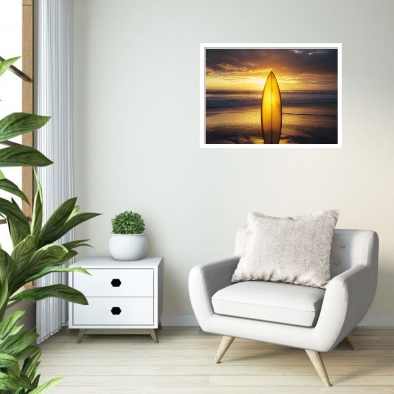 Quadro Decorativo Prancha Silhueta Sol - 50x70 cm