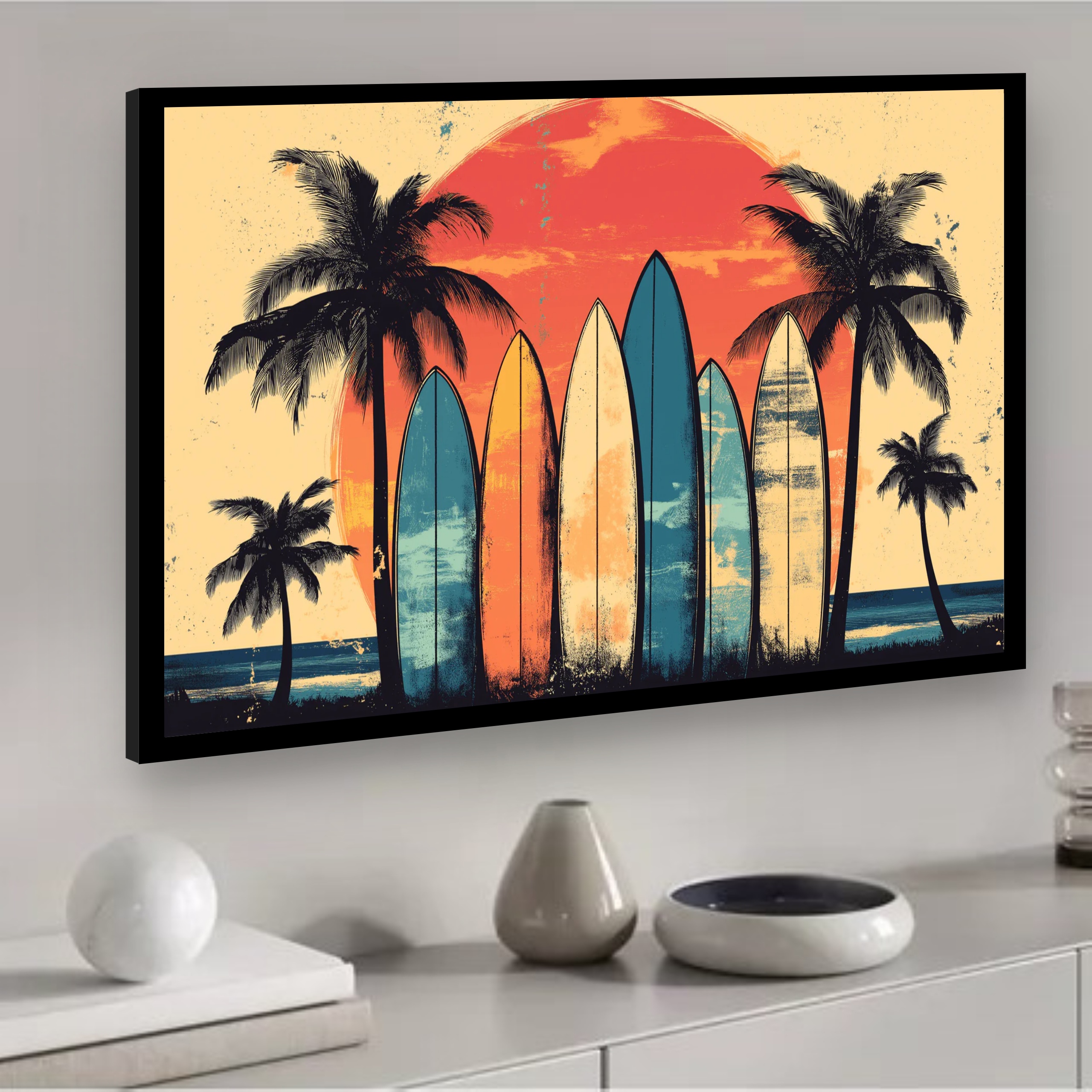 Quadro Decorativo Pranchas Pôr do Sol - 50x70 cm