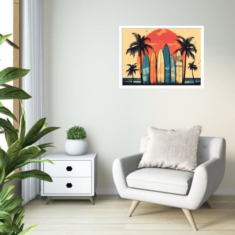 Quadro Decorativo Pranchas Pôr do Sol - 50x70 cm