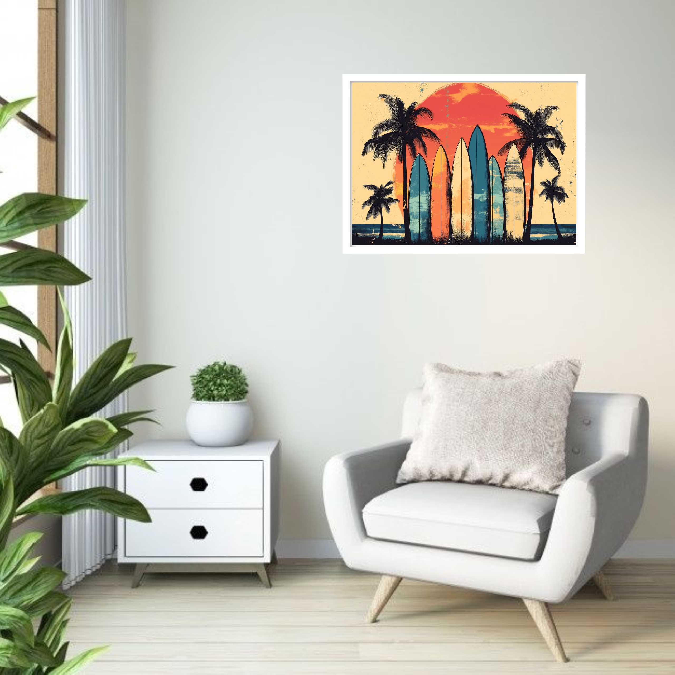 Quadro Decorativo Pranchas Pôr do Sol - 50x70 cm
