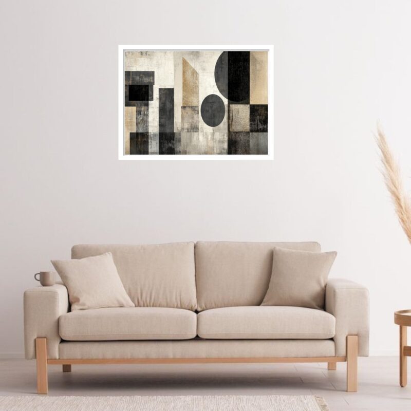 Quadro Decorativo Preto Bege Abstrato - 50x70 cm