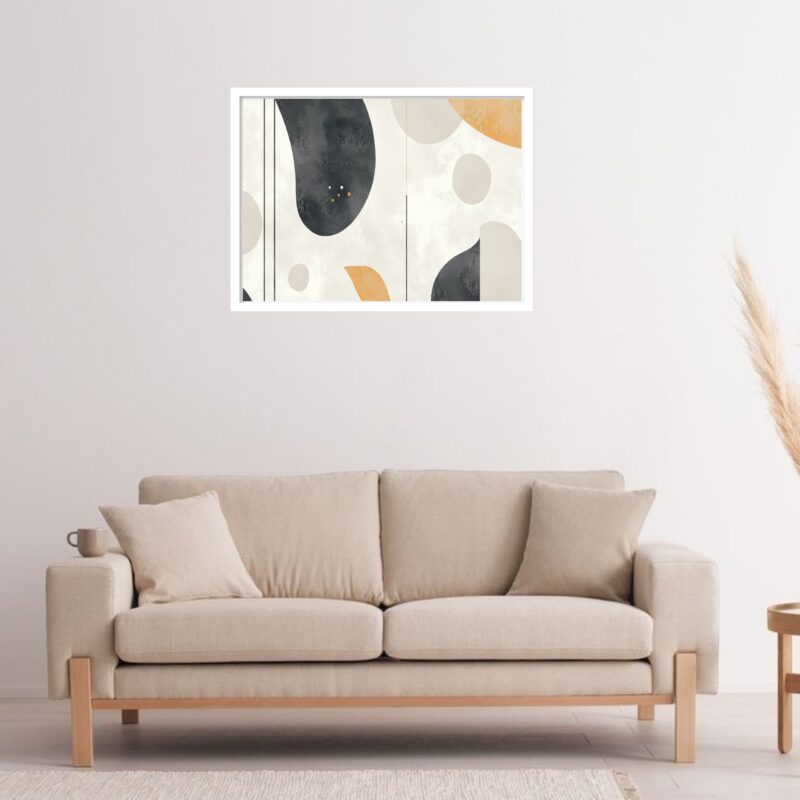 Quadro Decorativo Preto Bege Risco Abstrato - 50x70 cm