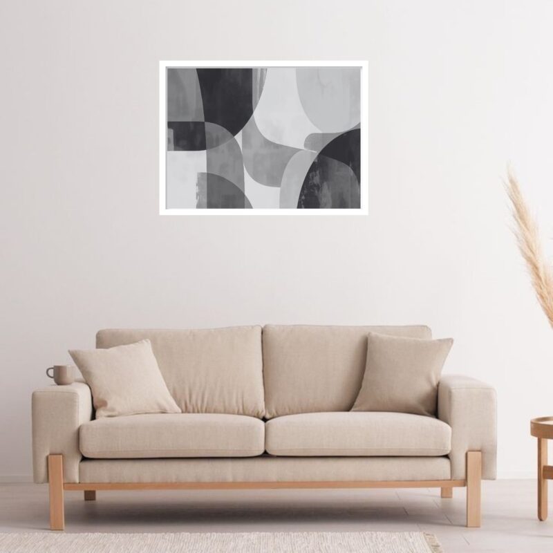 Quadro Decorativo Preto Cinza Abstrato - 50x70 cm