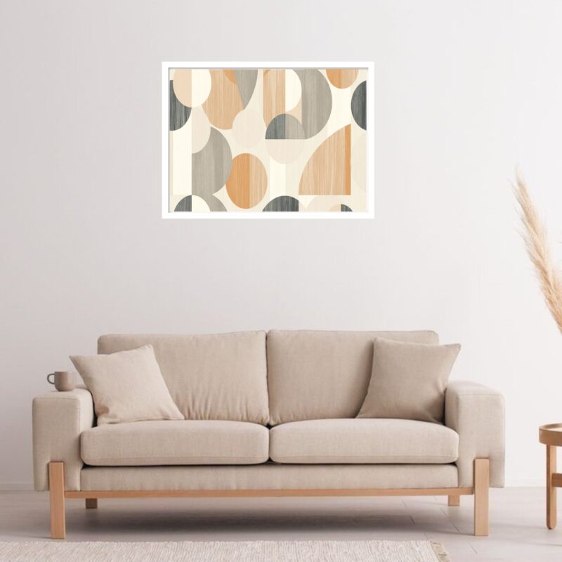 Quadro Decorativo Preto Cinza Bege Abstrato - 50x70 cm