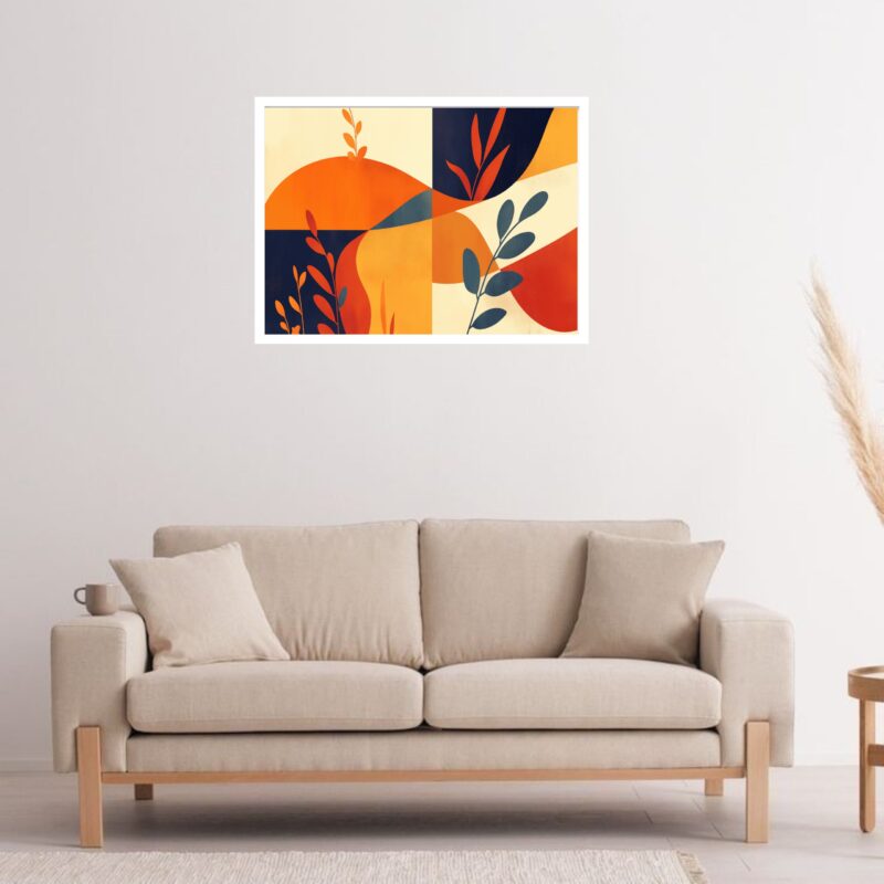 Quadro Decorativo Ramos Ondas Abstrato - 50x70 cm