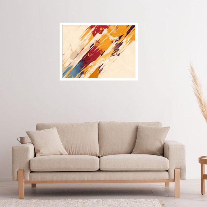 Quadro Decorativo Riscado Vermelho Amarelo Abstrato - 50x70 cm