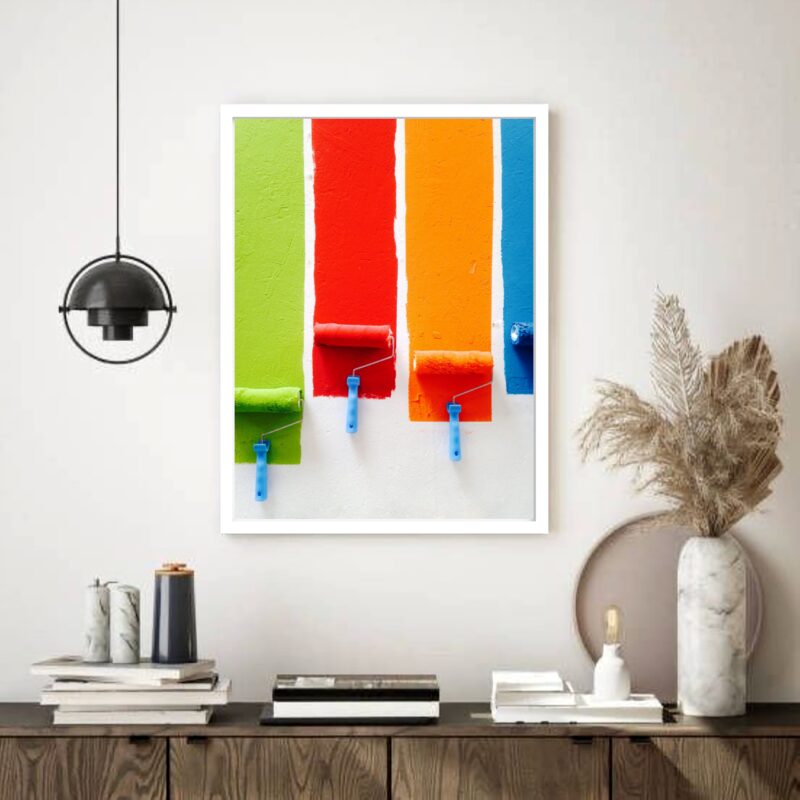 Quadro Decorativo Rolos de Tinta Colorido - 70x50 cm