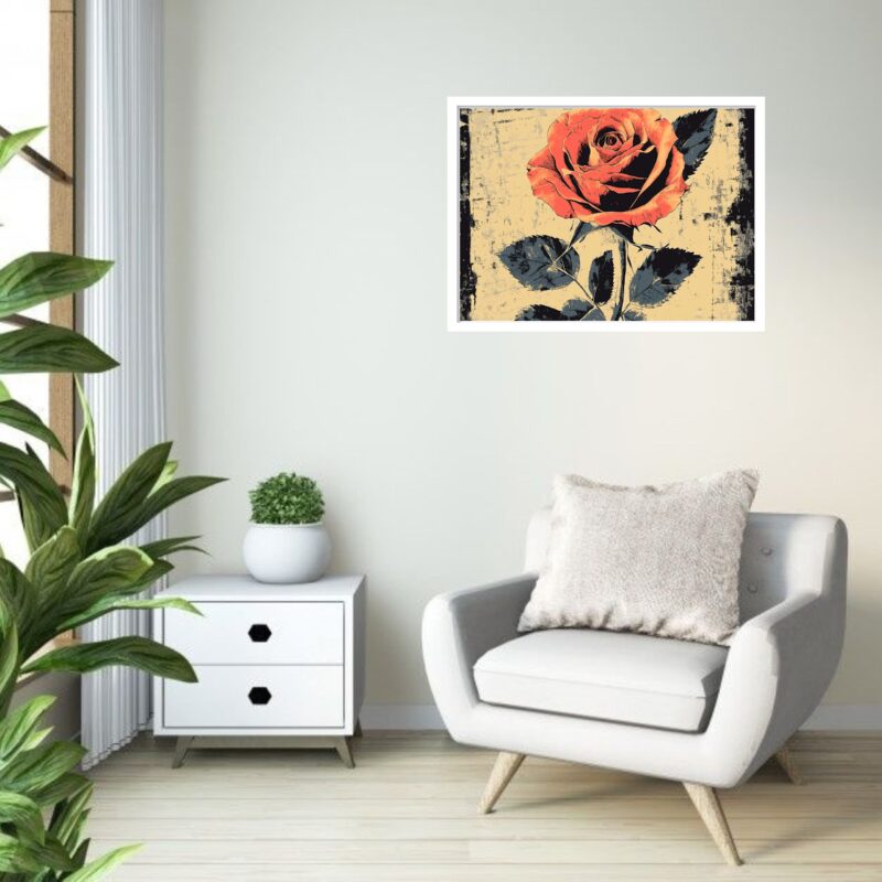 Quadro Decorativo Rosa Vintage - 50x70 cm