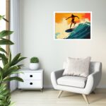 Quadro Decorativo Surfista Mulher Onda - 50x70 cm
