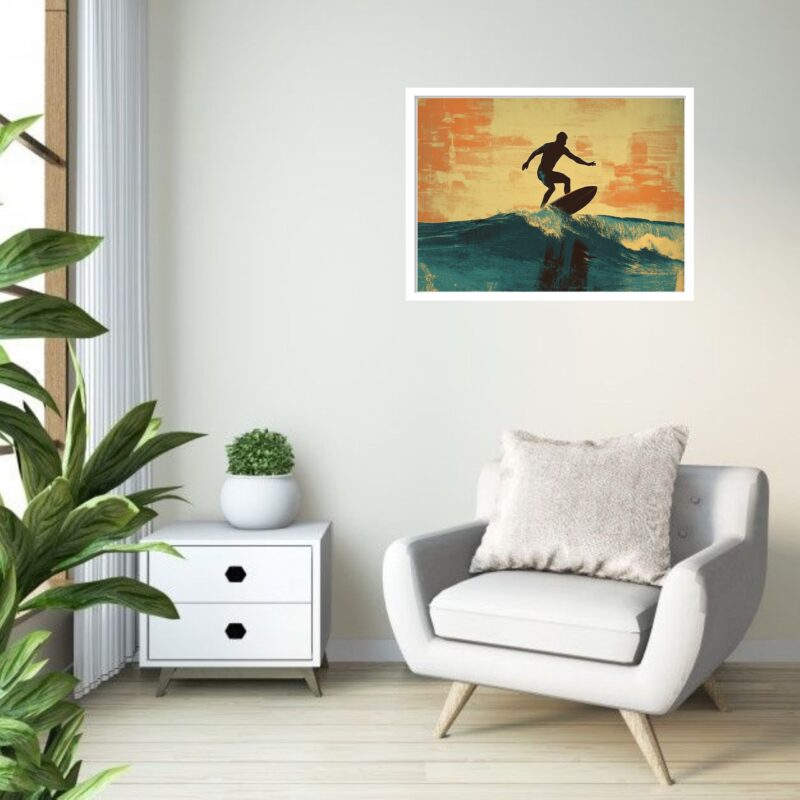 Quadro Decorativo Surfista Vintage - 50x70 cm
