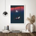 Quadro Decorativo Surrealismo Anjinha Balanço - 70x50 cm