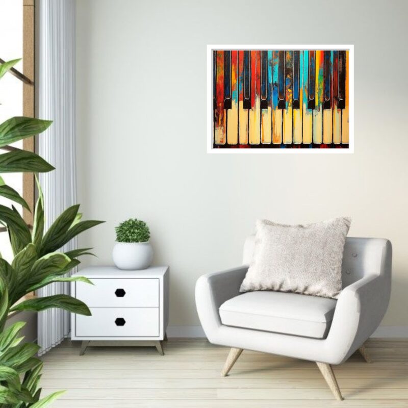 Quadro Decorativo Teclas Piano Abstrato - 50x70 cm