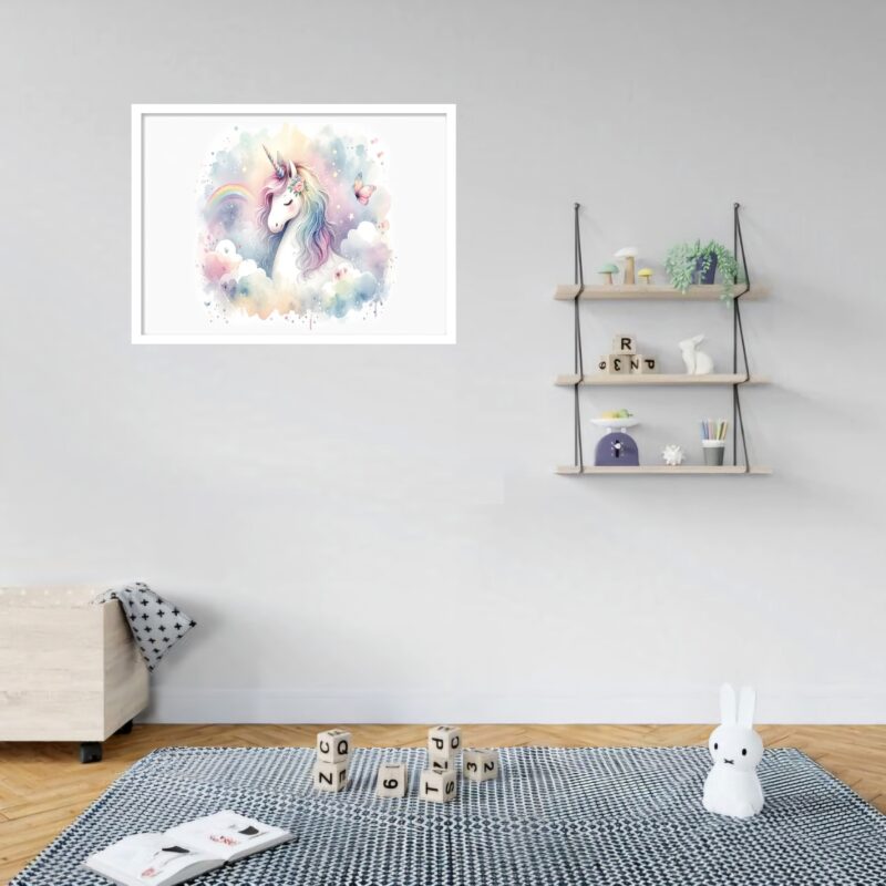 Quadro Decorativo Unicórnio Arco-Íris - 50x70 cm