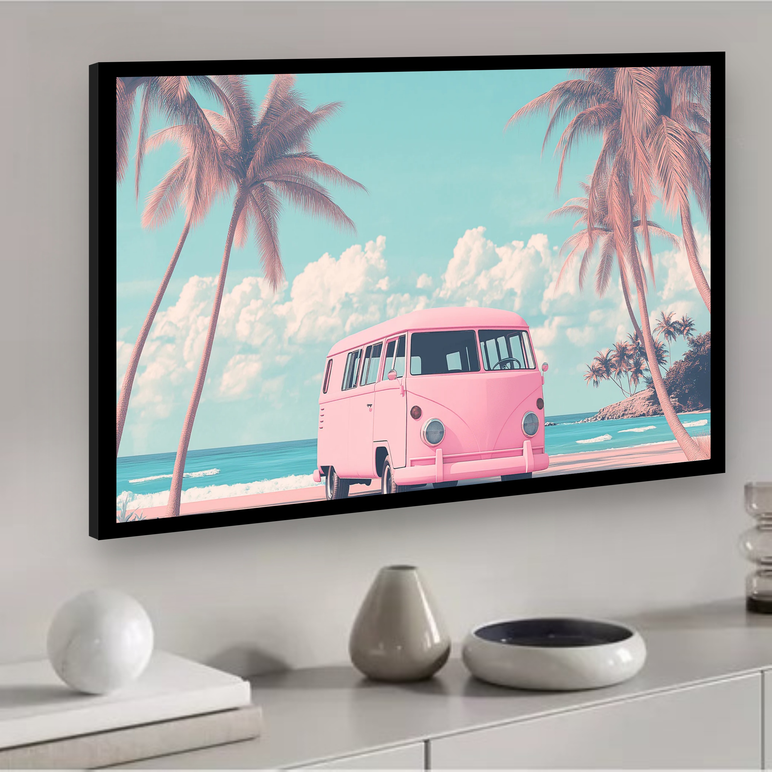 Quadro Decorativo Van Rosa Beira Mar - 50x70 cm