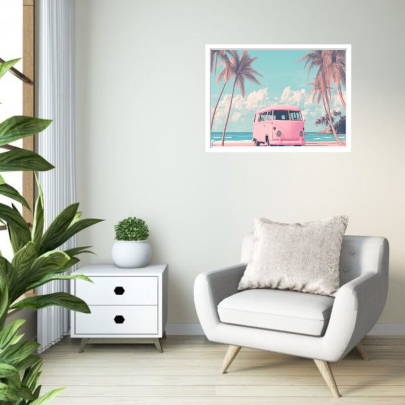 Quadro Decorativo Van Rosa Beira Mar - 50x70 cm