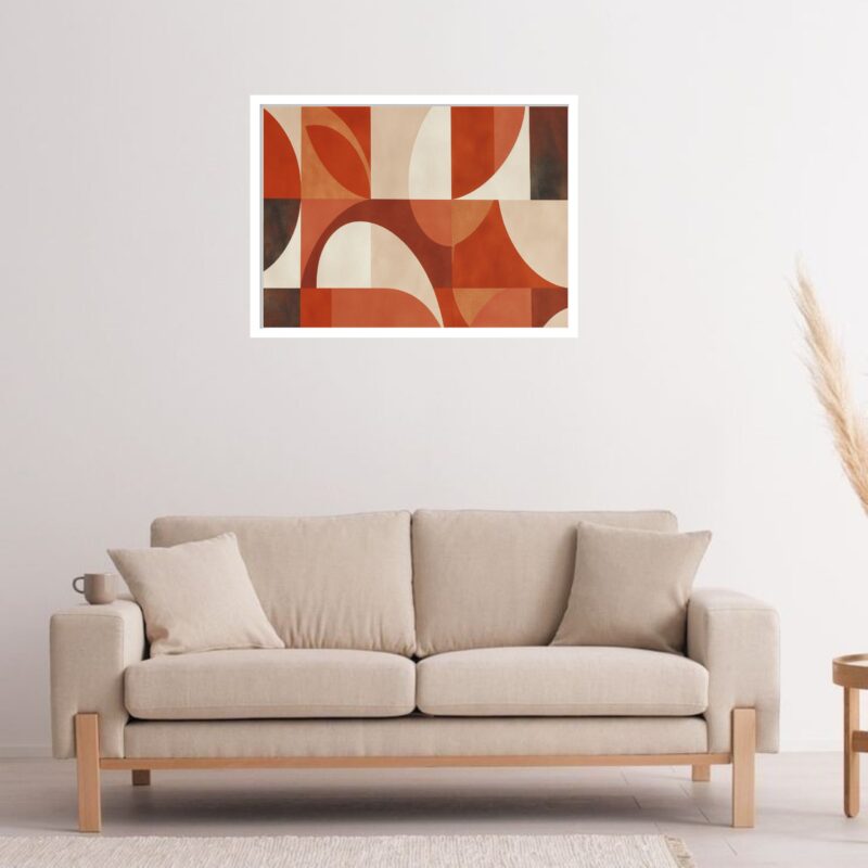 Quadro Decorativo Vermelho Marrom Bege Abstrato - 50x70 cm