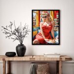 Quadro Decorativo Vintage Pin Up Clássica Poá - 70x50 cm