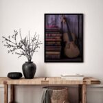Quadro Decorativo Violino Livros Antigos - 70x50 cm