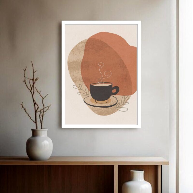 Quadro Decorativo Xícara Café Abstrato - 70x50 cm