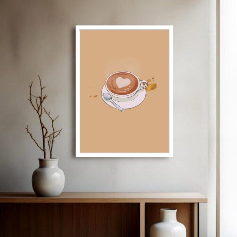Quadro Decorativo Xícara Café Colher - 70x50 cm