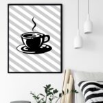 Quadro Decorativo Xícara Café Listras - 70x50 cm