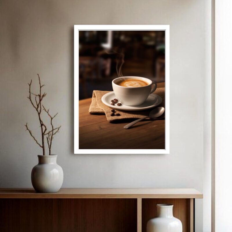 Quadro Decorativo Xícara Café Quente - 70x50 cm