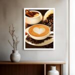 Quadro Decorativo Xícara Grão Café Coração - 70x50 cm