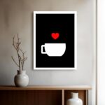Quadro Decorativo Xícara P&B Coração - 70x50 cm