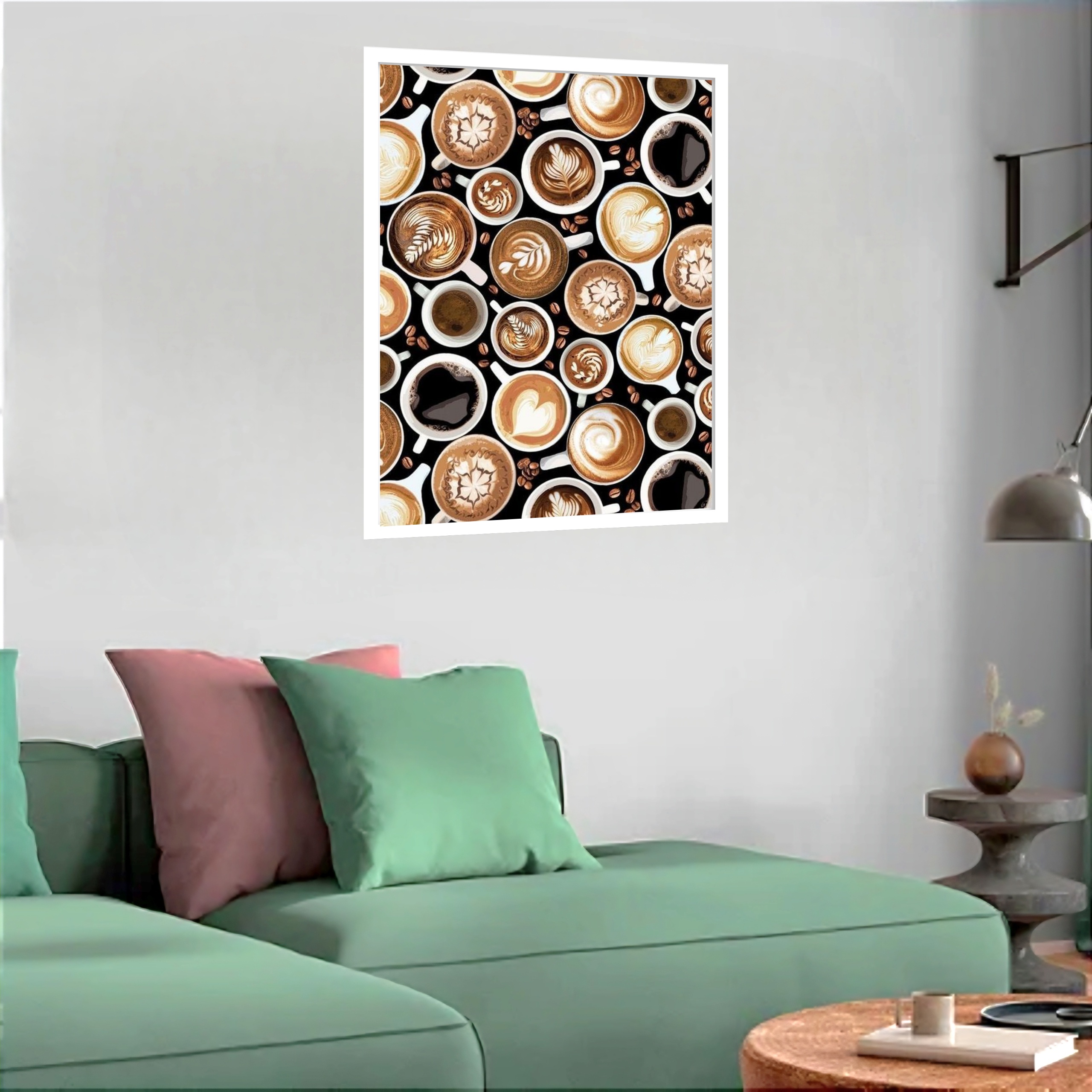 Quadro Decorativo Xícaras Cafés Variados - 70x50 cm