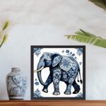 Quadro Elefante Estilo Azulejo Português - 33x33 Cm