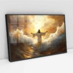Quadro Jesus Sobre Águas Em Fúria - 50x70 Cm